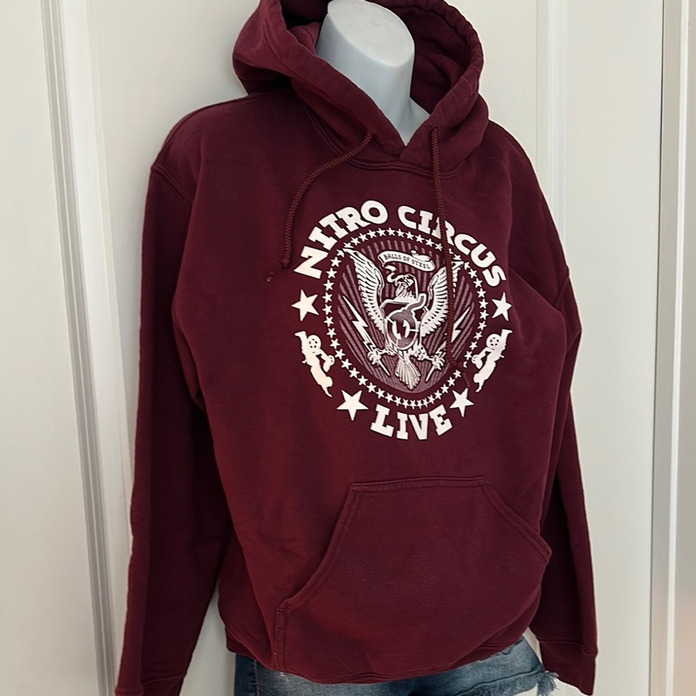 Nitro Circus Motocross Live Tour Merch Burgundy Maroon Hoodie Medium - Picture 4 of 8